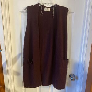 Betsey’s Boutique Shop Cardigan Women’s Size Medium Pockets Open Front Burgundy
